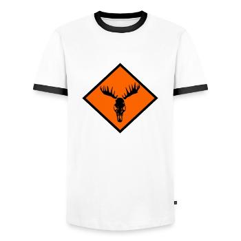 Crâne d’orignal - T-shirt contrasté Homme - blanc/noir - Devant - AI Model Female 172 light (172cm) & AI Model Male 178 dark (178cm)