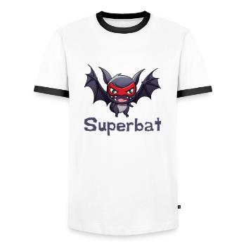 Super Bat - Halloween - Men's Ringer Shirt - white/black - Front - AI Model Female 172 light (172cm) & AI Model Male 178 dark (178cm)