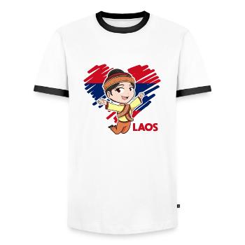 Laos Laote Laoten Mädchen Kleid Lao I Geschenk - Männer Kontrast-T-Shirt - Weiß/Schwarz - Vorne - AI Model Female 172 light (172cm) & AI Model Male 178 dark (178cm)