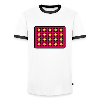 Fleurs sur pois - T-shirt contrasté Homme - blanc/noir - Devant - AI Model Female 172 light (172cm) & AI Model Male 178 dark (178cm)