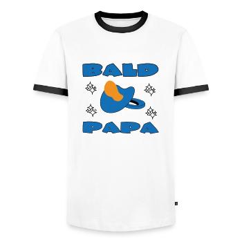BALD PAPA - T-shirt contrasté Homme - blanc/noir - Devant - AI Model Female 172 light (172cm) & AI Model Male 178 dark (178cm)