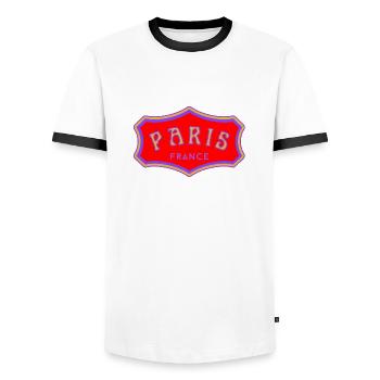 Paris - T-shirt contrasté Homme - blanc/noir - Devant - AI Model Female 172 light (172cm) & AI Model Male 178 dark (178cm)
