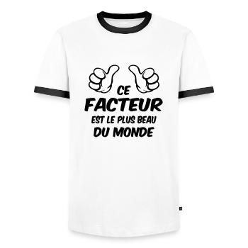 BEST FACTOR - Men's Ringer Shirt - white/black - Front - AI Model Female 172 light (172cm) & AI Model Male 178 dark (178cm)