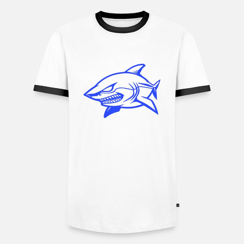 Shark Comic - Men's Ringer Shirt - white/black