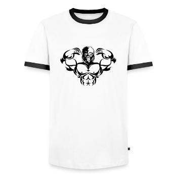 Strong Gorilla - Men's Ringer Shirt - white/black - Front - AI Model Female 172 light (172cm) & AI Model Male 178 dark (178cm)