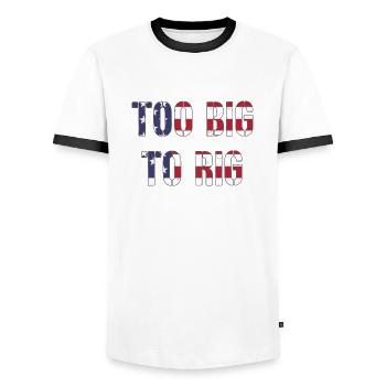 TROP GRAND POUR ÊTRE TRUQUÉ 2024 - T-shirt contrasté Homme - blanc/noir - Devant - AI Model Female 172 light (172cm) & AI Model Male 178 dark (178cm)