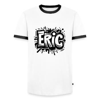 Eric Surname First Name Graffiti - Men's Ringer Shirt - white/black - Front - AI Model Female 172 light (172cm) & AI Model Male 178 dark (178cm)