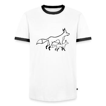2 Foxes Mother Red Fox Little Child Father Mom - Men's Ringer Shirt - white/black - Front - AI Model Female 172 light (172cm) & AI Model Male 178 dark (178cm)