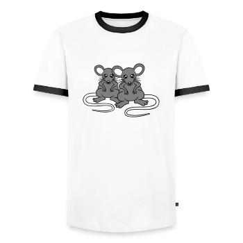 Zwei Böse Mäuse Wütend Frustriert Sauer Aggressiv - Männer Kontrast-T-Shirt - Weiß/Schwarz - Vorne - AI Model Female 172 light (172cm) & AI Model Male 178 dark (178cm)