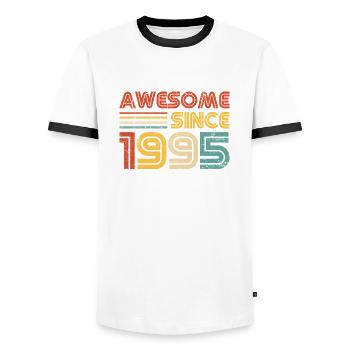 Génial depuis 1995" - Rétro Vintage 30e anniversaire - T-shirt contrasté Homme - blanc/noir - Devant - AI Model Female 172 light (172cm) & AI Model Male 178 dark (178cm)