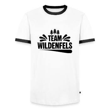 Team Wildenfels - Männer Kontrast-T-Shirt - Weiß/Schwarz - Vorne - AI Model Female 172 light (172cm) & AI Model Male 178 dark (178cm)