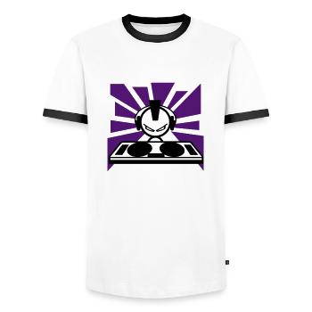 DJ - T-shirt contrasté Homme - blanc/noir - Devant - AI Model Female 172 light (172cm) & AI Model Male 178 dark (178cm)