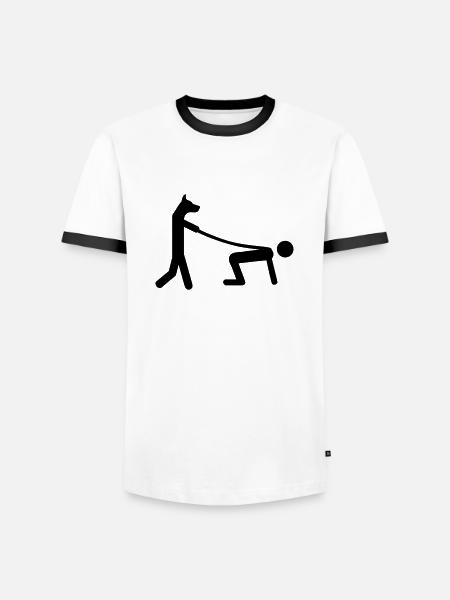 hund gassi - Männer Kontrast-T-Shirt - Weiß/Schwarz