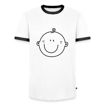 baby - Men's Ringer Shirt - white/black - Front - AI Model Female 172 light (172cm) & AI Model Male 178 dark (178cm)