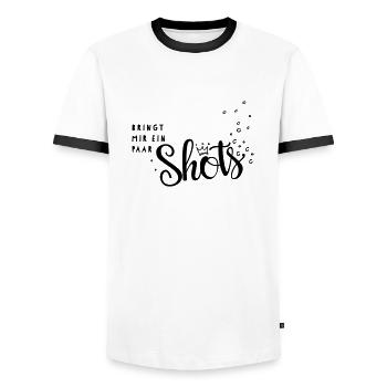 bringt mir ein paar shots - Männer Kontrast-T-Shirt - Weiß/Schwarz - Vorne - AI Model Female 172 light (172cm) & AI Model Male 178 dark (178cm)