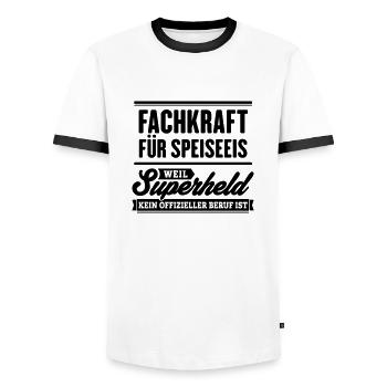 Superheld Fachkraft für Speiseeis - Männer Kontrast-T-Shirt - Weiß/Schwarz - Vorne - AI Model Female 172 light (172cm) & AI Model Male 178 dark (178cm)