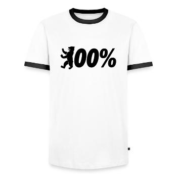 100% Berlin - Männer Kontrast-T-Shirt - Weiß/Schwarz - Vorne - AI Model Female 172 light (172cm) & AI Model Male 178 dark (178cm)