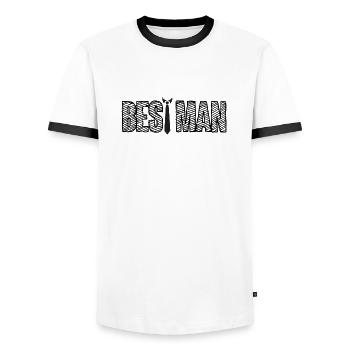 Wedding / Marriage: Best Man - Men's Ringer Shirt - white/black - Front - AI Model Female 172 light (172cm) & AI Model Male 178 dark (178cm)