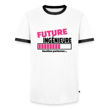 future ingénieure - T-shirt contrasté Homme - blanc/noir - Devant - AI Model Female 172 light (172cm) & AI Model Male 178 dark (178cm)