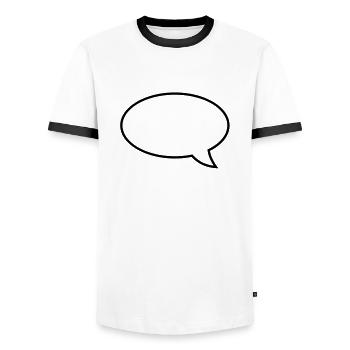 sprechblase__f1 - Men's Ringer Shirt - white/black - Front - AI Model Female 172 light (172cm) & AI Model Male 178 dark (178cm)