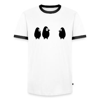 Oiseaux - T-shirt contrasté Homme - blanc/noir - Devant - AI Model Female 172 light (172cm) & AI Model Male 178 dark (178cm)