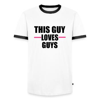 gay pride - Men's Ringer Shirt - white/black - Front - AI Model Female 172 light (172cm) & AI Model Male 178 dark (178cm)