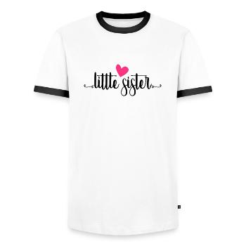 little sister - Männer Kontrast-T-Shirt - Weiß/Schwarz - Vorne - AI Model Female 172 light (172cm) & AI Model Male 178 dark (178cm)