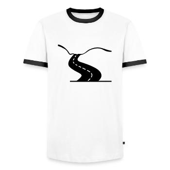 road_street_f1 - T-shirt contrasté Homme - blanc/noir - Devant - AI Model Female 172 light (172cm) & AI Model Male 178 dark (178cm)