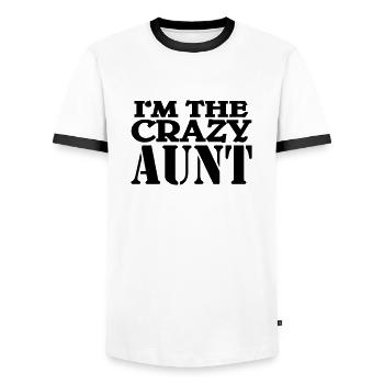 I'm the crazy Aunt - T-shirt contrasté Homme - blanc/noir - Devant - AI Model Female 172 light (172cm) & AI Model Male 178 dark (178cm)