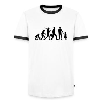 evolution dad father and daughter father's day child dad - Men's Ringer Shirt - white/black - Front - AI Model Female 172 light (172cm) & AI Model Male 178 dark (178cm)