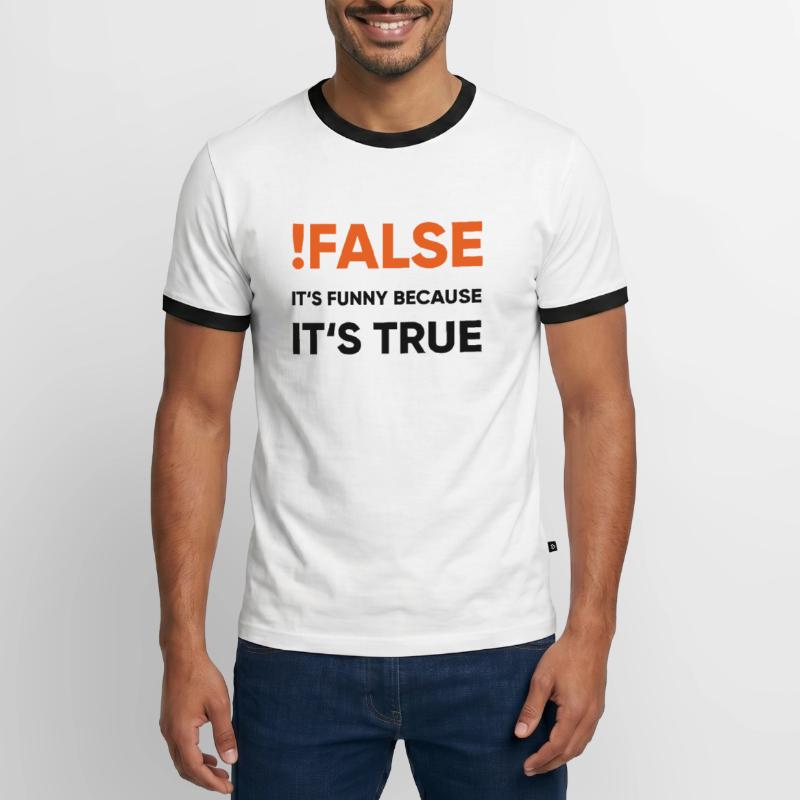 coder - !false it's funny because it's true Männer Kontrast-T-Shirt