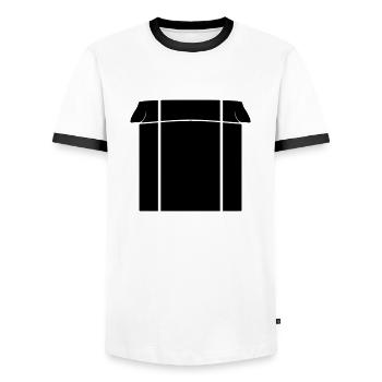 carton packing crate package proviant gift bo - Men's Ringer Shirt - white/black - Front - AI Model Female 172 light (172cm) & AI Model Male 178 dark (178cm)