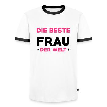 Liebe / Braut / Bräutigam / Frau / Ehe / Love - Männer Kontrast-T-Shirt - Weiß/Schwarz - Vorne - AI Model Female 172 light (172cm) & AI Model Male 178 dark (178cm)