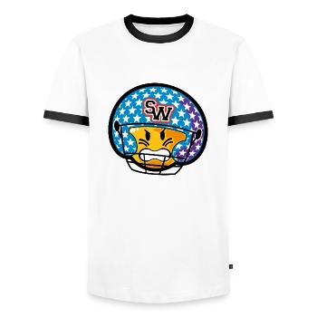 Smiley American Football Player - T-shirt contrasté Homme - blanc/noir - Devant - AI Model Female 172 light (172cm) & AI Model Male 178 dark (178cm)