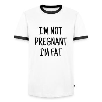 Fat - Chubby - Sport - Diet - Humor - Plump - Joke - Men's Ringer Shirt - white/black - Front - AI Model Female 172 light (172cm) & AI Model Male 178 dark (178cm)