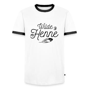 wilde Henne - Männer Kontrast-T-Shirt - Weiß/Schwarz - Vorne - AI Model Female 172 light (172cm) & AI Model Male 178 dark (178cm)