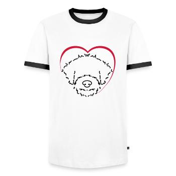 lagotto10 4 - Men's Ringer Shirt - white/black - Front - AI Model Female 172 light (172cm) & AI Model Male 178 dark (178cm)
