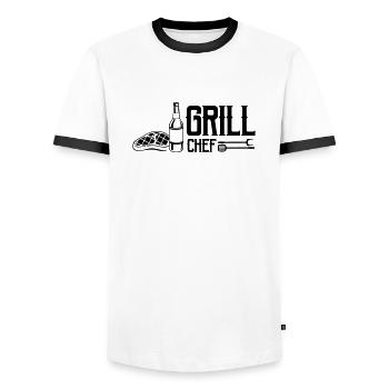 grill chef - Männer Kontrast-T-Shirt - Weiß/Schwarz - Vorne - AI Model Female 172 light (172cm) & AI Model Male 178 dark (178cm)
