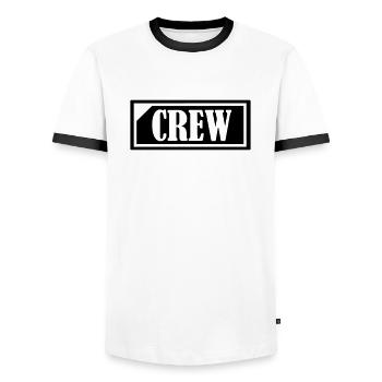 crew_1 - Männer Kontrast-T-Shirt - Weiß/Schwarz - Vorne - AI Model Female 172 light (172cm) & AI Model Male 178 dark (178cm)