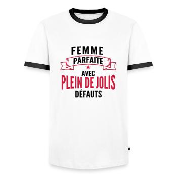femme parfaite - humour - T-shirt contrasté Homme - blanc/noir - Devant - AI Model Female 172 light (172cm) & AI Model Male 178 dark (178cm)