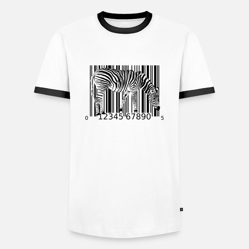 Zebra barcode - Men's Ringer Shirt - white/black