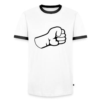 Design Geballte Faust - Männer Kontrast-T-Shirt - Weiß/Schwarz - Vorne - AI Model Female 172 light (172cm) & AI Model Male 178 dark (178cm)