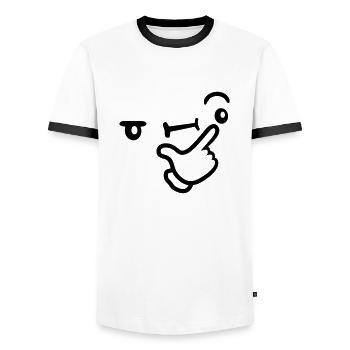 Icon Thoughtful Facial Expression - Men's Ringer Shirt - white/black - Front - AI Model Female 172 light (172cm) & AI Model Male 178 dark (178cm)