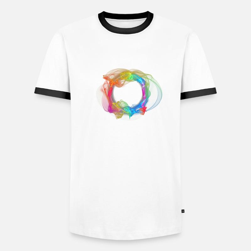 Regenbogen Feuer Ring - Männer Kontrast-T-Shirt - Weiß/Schwarz