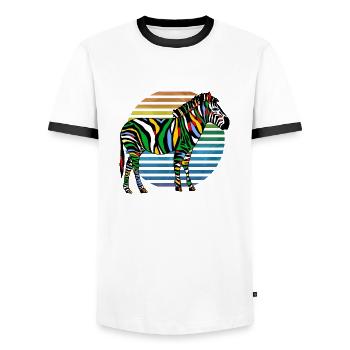 Zebra - Männer Kontrast-T-Shirt - Weiß/Schwarz - Vorne - AI Model Female 172 light (172cm) & AI Model Male 178 dark (178cm)