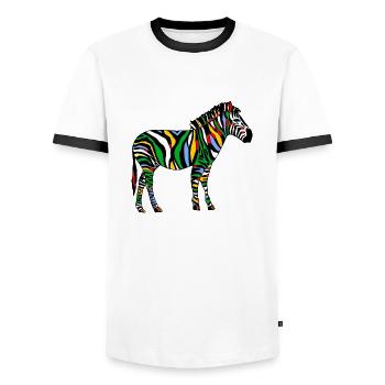 Zebra - Männer Kontrast-T-Shirt - Weiß/Schwarz - Vorne - AI Model Female 172 light (172cm) & AI Model Male 178 dark (178cm)