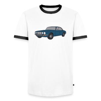 70s XJ Series 2 Squadron Blue - Men's Ringer Shirt - white/black - Front - AI Model Female 172 light (172cm) & AI Model Male 178 dark (178cm)