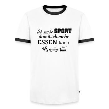 Mehr Sport, mehr Essen - Männer Kontrast-T-Shirt - Weiß/Schwarz - Vorne - AI Model Female 172 light (172cm) & AI Model Male 178 dark (178cm)