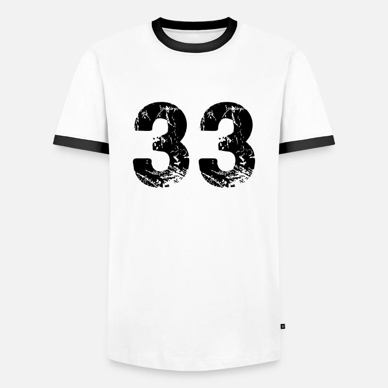 33 - Männer Kontrast-T-Shirt - Weiß/Schwarz