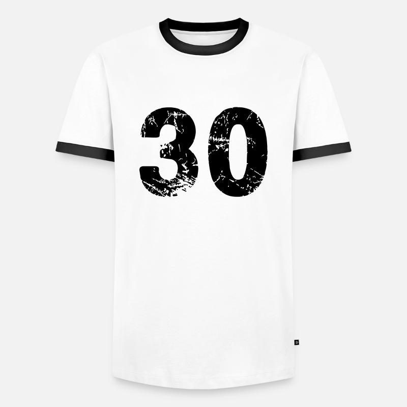 30 - Männer Kontrast-T-Shirt - Weiß/Schwarz